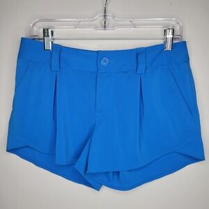 Alice + Olivia Pleated Shorts Womens 2 Blue Tulip Hem Pockets 3" inseam Preppy